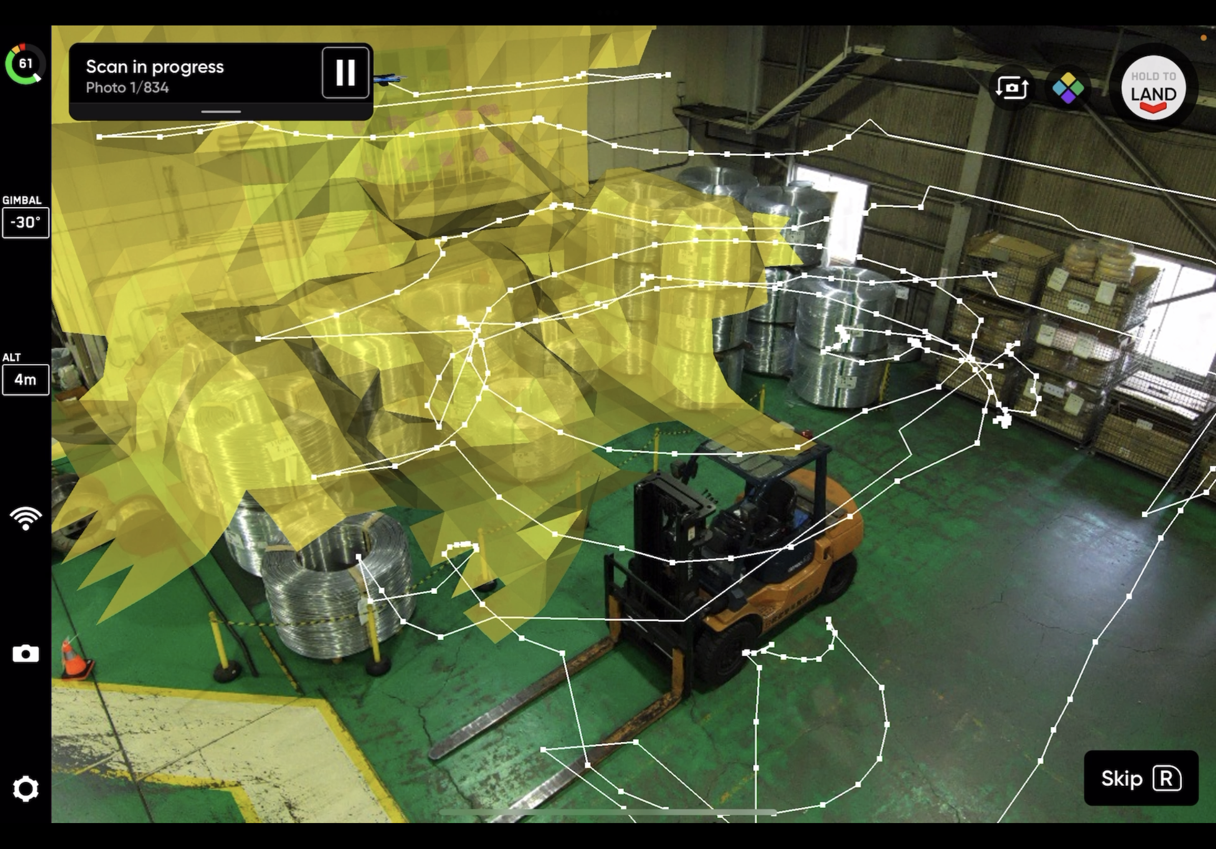 自律飛行型ドローンによる工場内部の撮影および取得画像からの点群